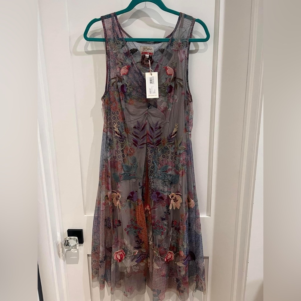 Johnny Was NWT Arlette Mesh Dress sz L